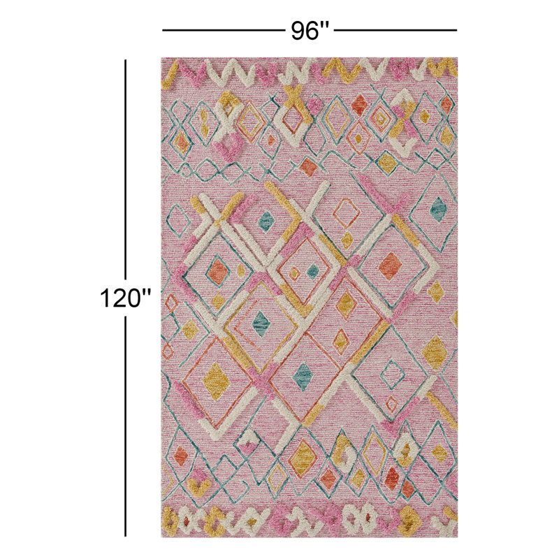Joss & Main Charlize Pink Hand-Tufted Wool Moroccan Rug & Reviews